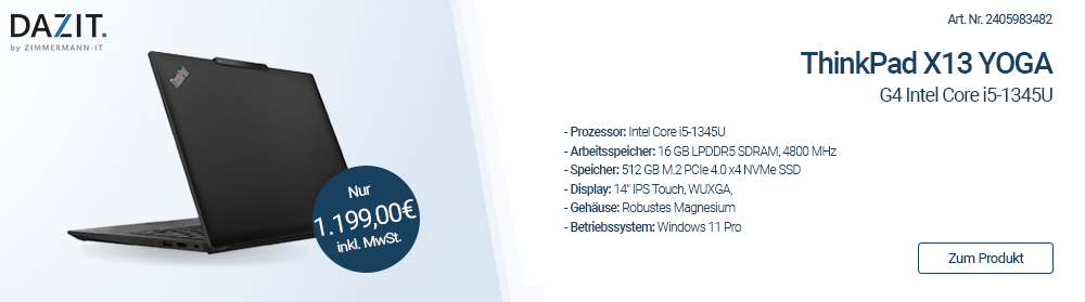 Neues Produkt ThinkPad X13 Yoga. Klicke jetzt um direkt zum Produkt zu gelangen.