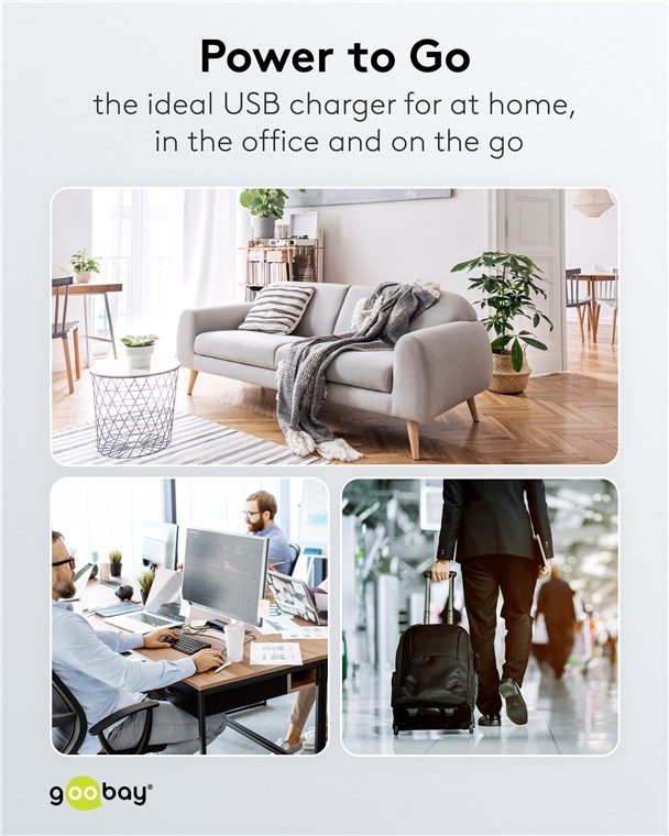 USB-Netzteil Goobay 2xUSB-C 35W PD GaN schwarz