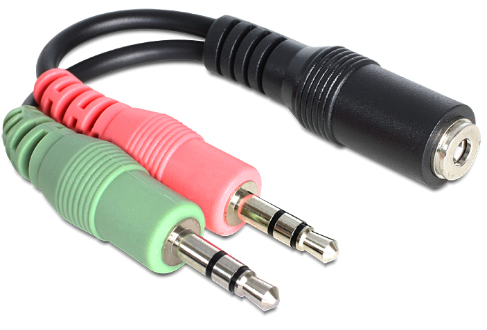 Adapterkabel DeLock Klinke 4pol.1x3,5mm-f/2x3,5mm-m 0,12m