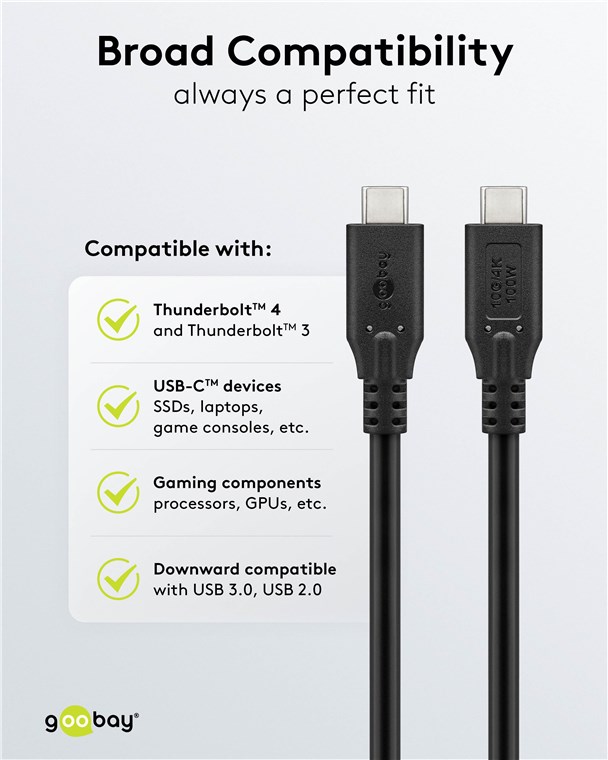 USB-Kabel Goobay USB3.2 Type-C m/m 1,0m 100W 10GBit/s