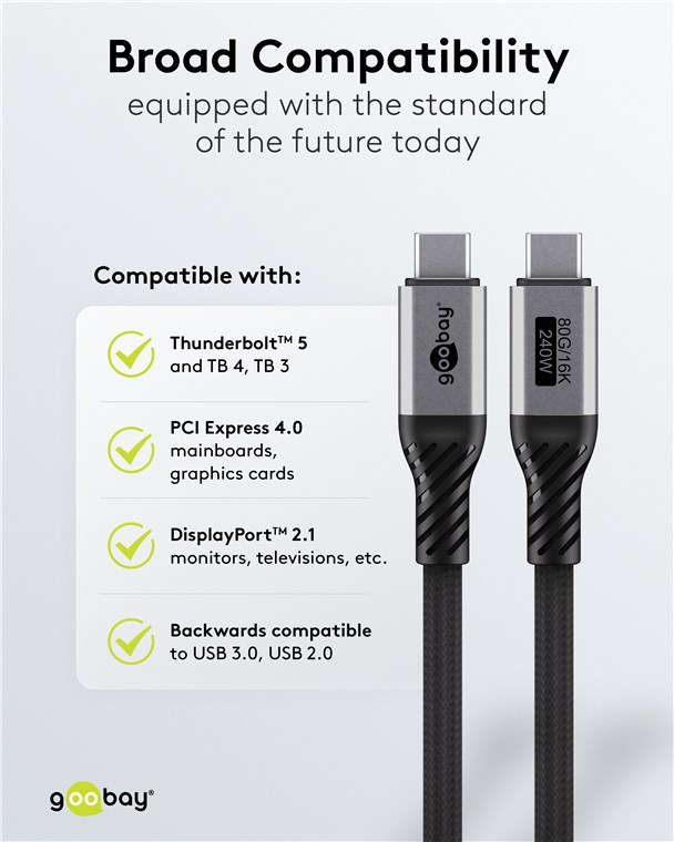 USB-Kabel Goobay USB4 Textil Type-C m/m 1,5m 240W 80GBit/s