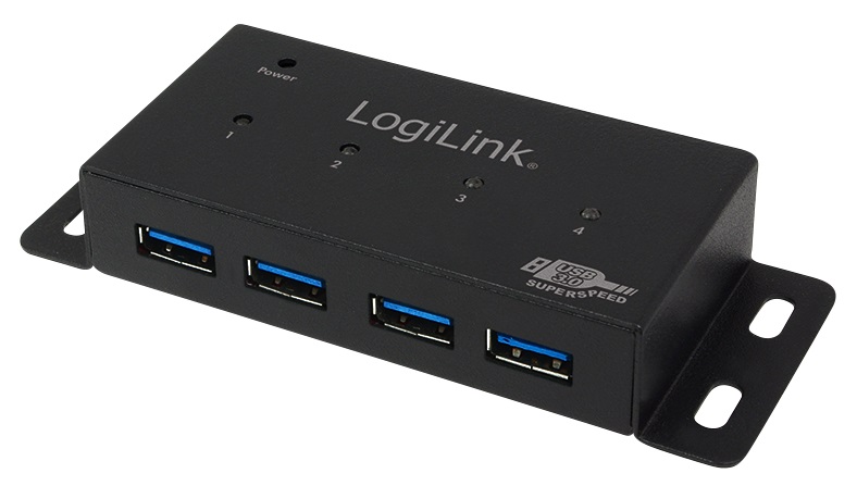 USB-Hub LogiLink 4-Port USB3.0 schwarz Metall