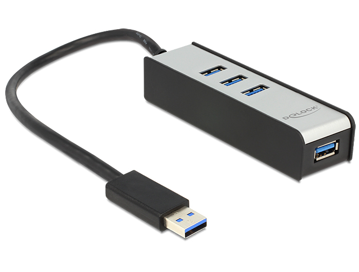 USB-Hub DeLock 4-Port USB3.0 schwarz/silber