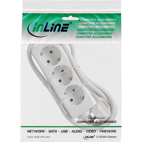 Steckdosenleiste InLine weiß 3xSchutzko 5,0m-Kabel Steckdosenleiste InLine weiß 3xSchutzko 5,0m-Kabel