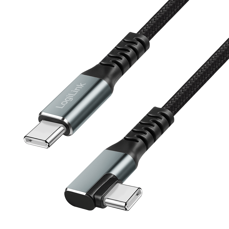 USB-Kabel LogiLink USB3.2 90° Type-C m/m 2,0m 100W 10GBit/s