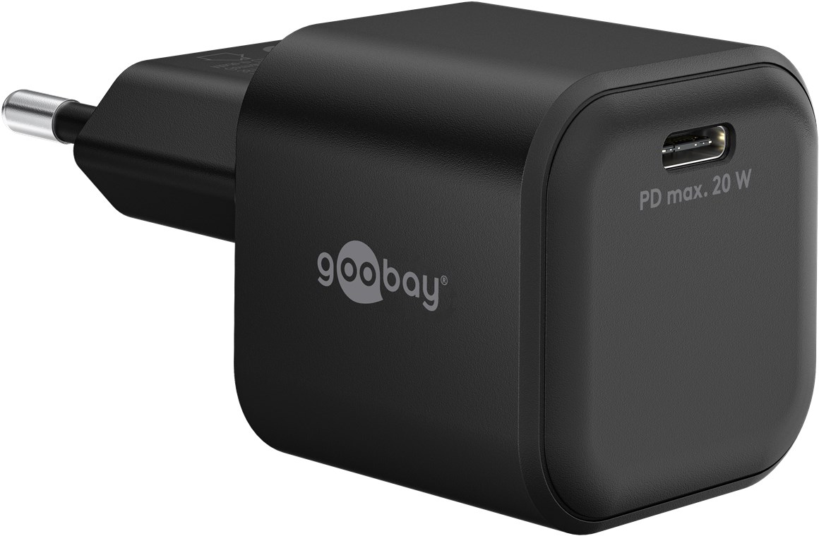 USB-Netzteil Goobay 1xUSB-C 20W PD GaN schwarz