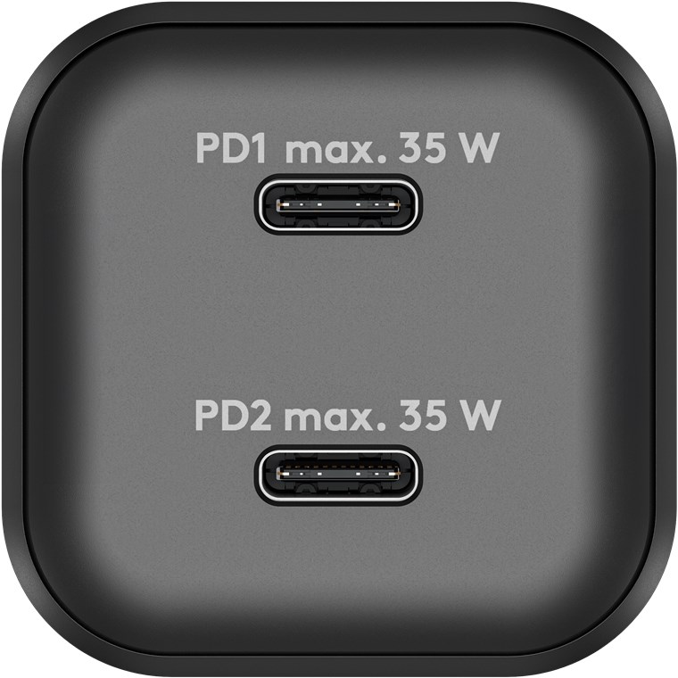 USB-Netzteil Goobay 2xUSB-C 35W PD GaN schwarz