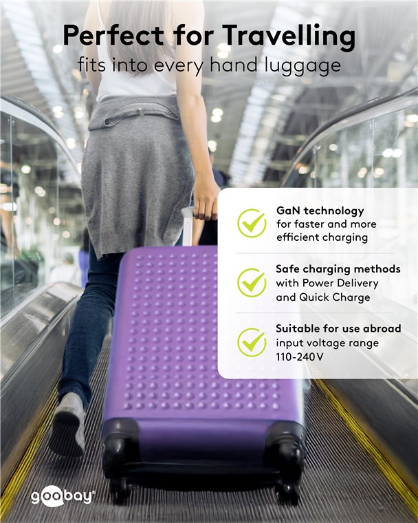 USB-Netzteil Goobay 1xUSB-C 1xUSB-A 30W PD GaN schwarz