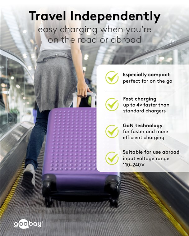 USB-Netzteil Goobay 1xUSB-C 1xUSB-A 20W PD GaN schwarz