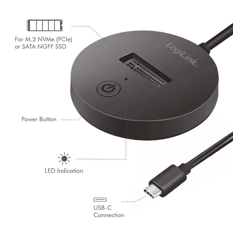 Dockingstation LogiLink USB3.2 M.2 NVMe & SATA Type-C