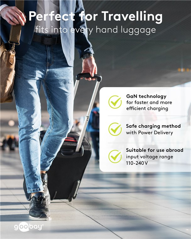 USB-Netzteil Goobay 2xUSB-C 35W PD GaN schwarz