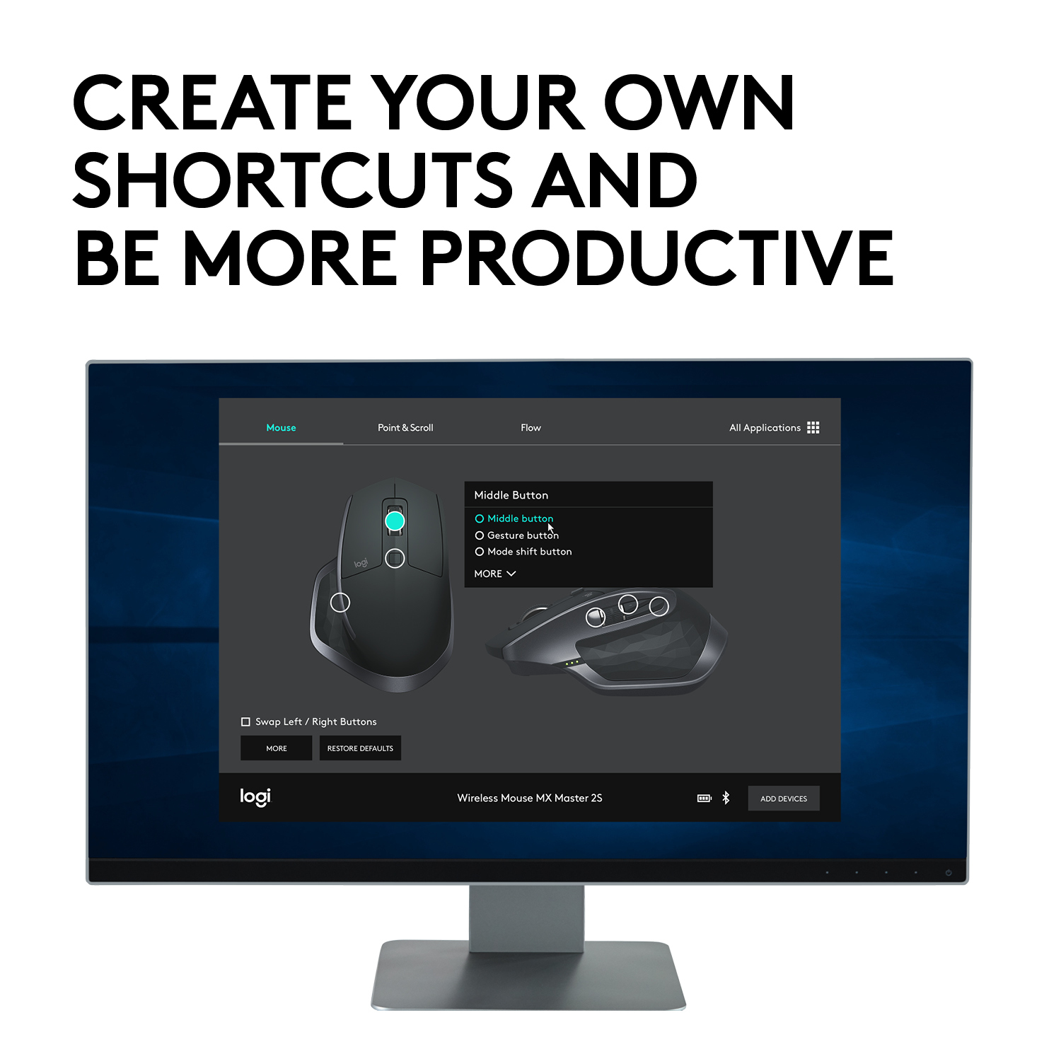 Maus Logitech MX Master 2S USB/Bluetooth schwarz/grau