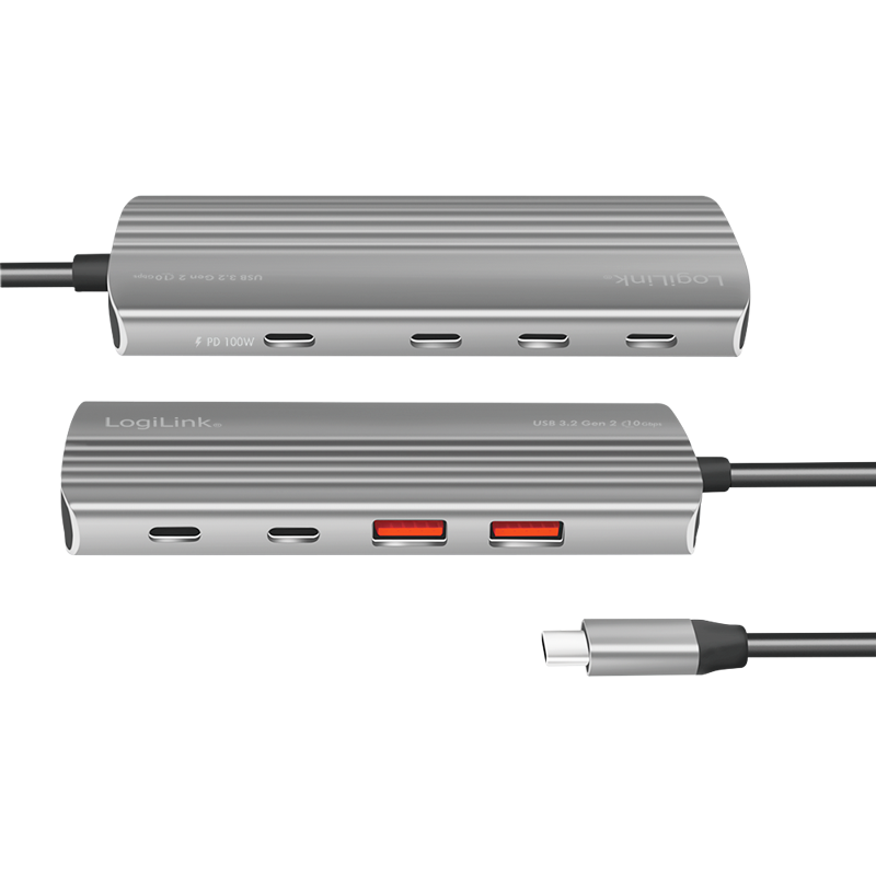 USB-Hub LogiLink Type-C 4-Port USB3.2 grau PD 100W USB-Hub LogiLink Type-C 4-Port USB3.2 grau PD 100W