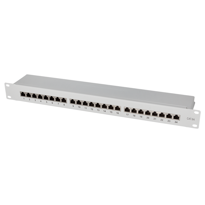 Patchpanel LogiLink grau Cat6A 24-Port 48,26cm 19-Zoll