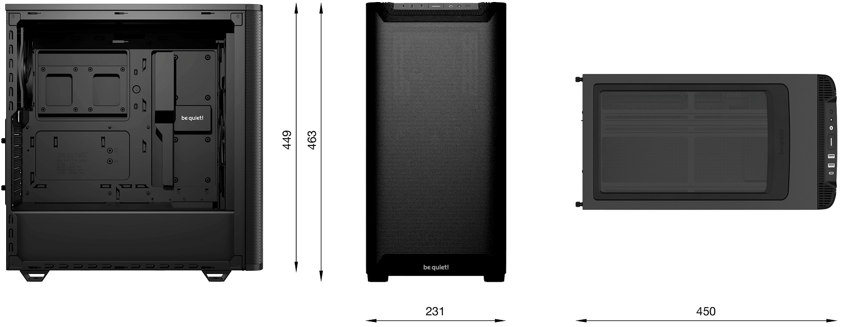 Gehäuse BeQuiet PureBase 501 AirFlow Miditower ATX schwarz