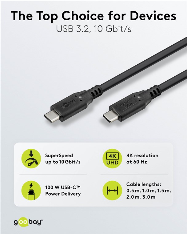 USB-Kabel Goobay USB3.2 Type-C m/m 1,0m 100W 10GBit/s