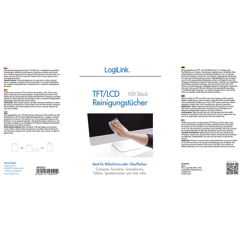 Tücher LogiLink Spezialtücher Spezialreiniger für TFTs/LCDs