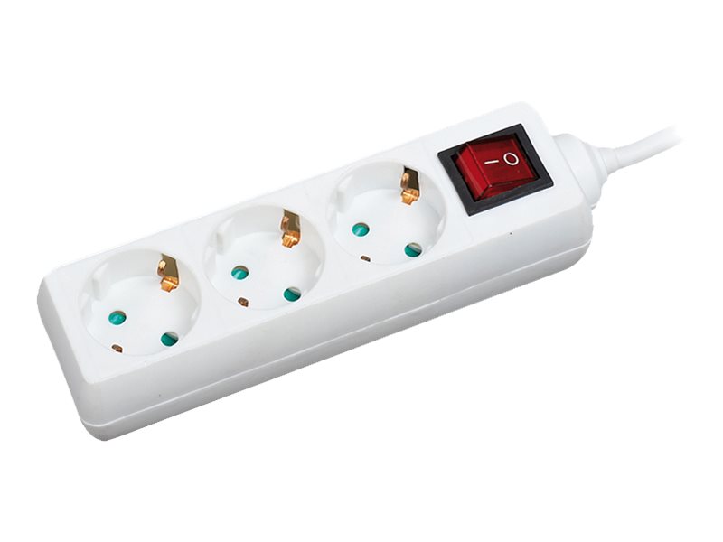 Steckdosenleiste LogiLink weiß 3xSchutzko 1,4m-Kabel Schalter