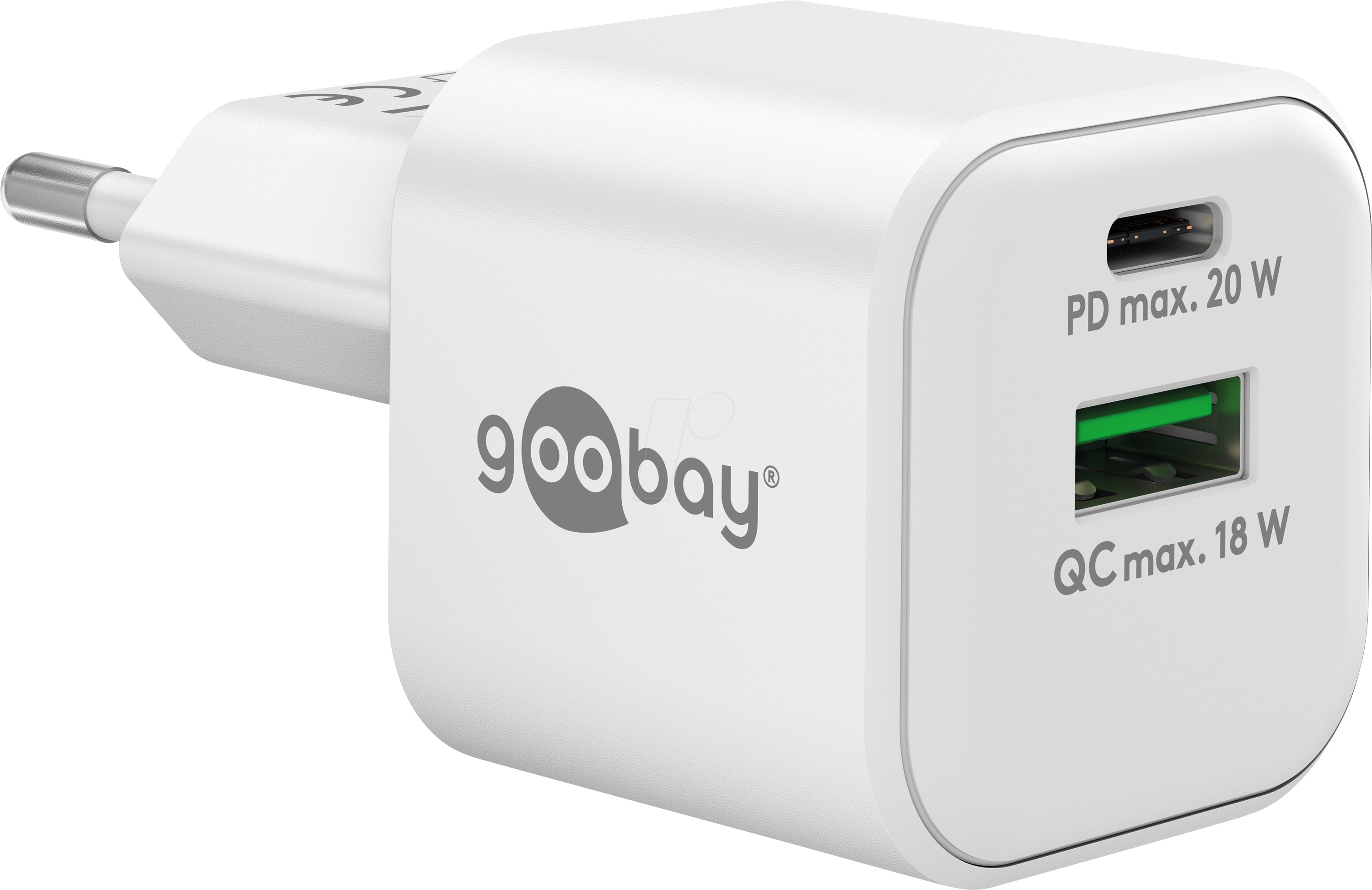 Netzgerät Goobay USB-C/A weiß 5V-12VDC 20W PD GaN