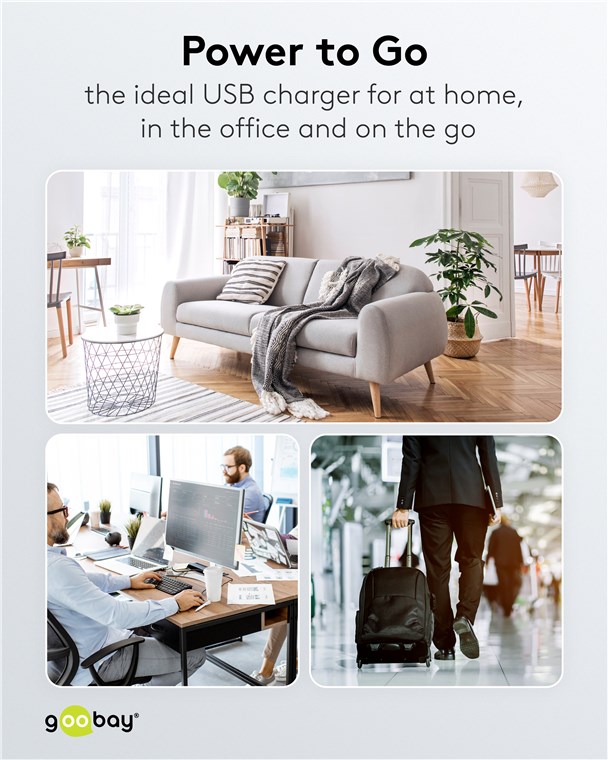 USB-Netzteil Goobay 1xUSB-C 1xUSB-A 30W PD GaN schwarz