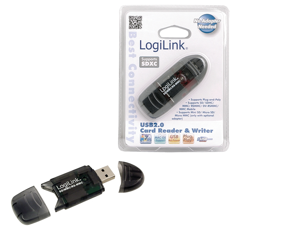 Kartenleser LogiLink USB-Stick USB2.0 SD/SDHC/SDXC schwarz