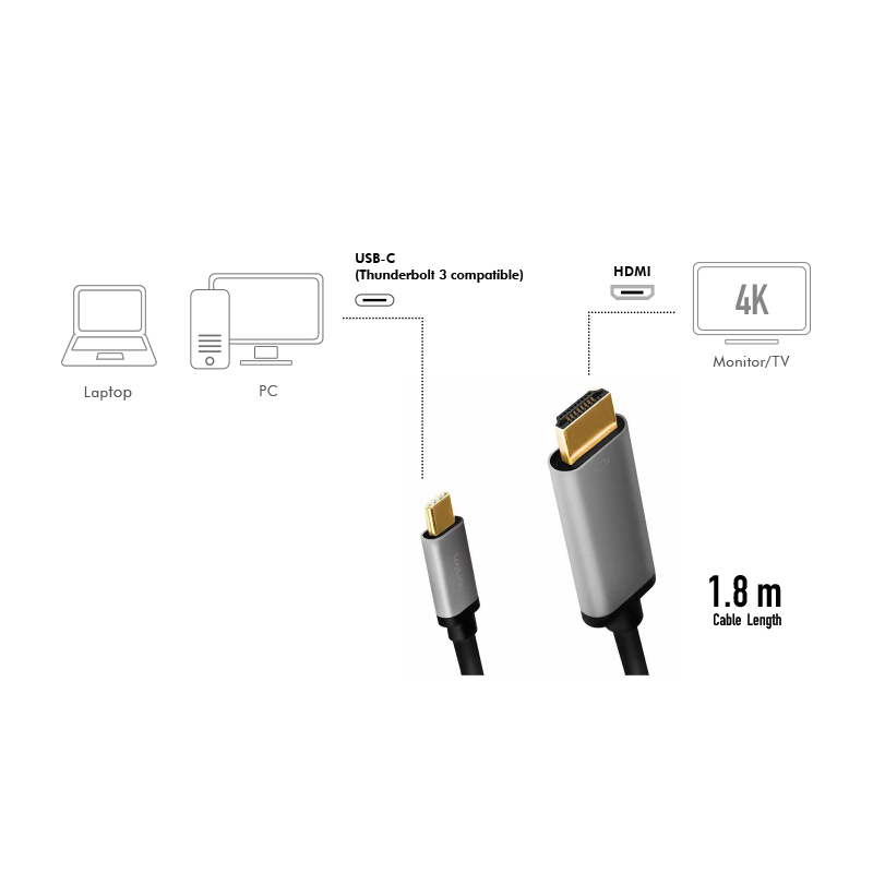 HDMI-Kabel LogiLink USB-Type-C-m/HDMI-m 1,8m