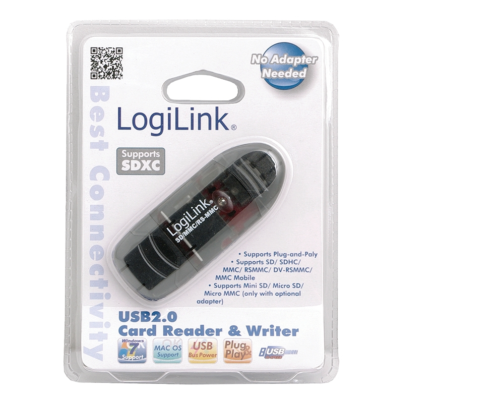 Kartenleser LogiLink USB-Stick USB2.0 SD/SDHC/SDXC schwarz