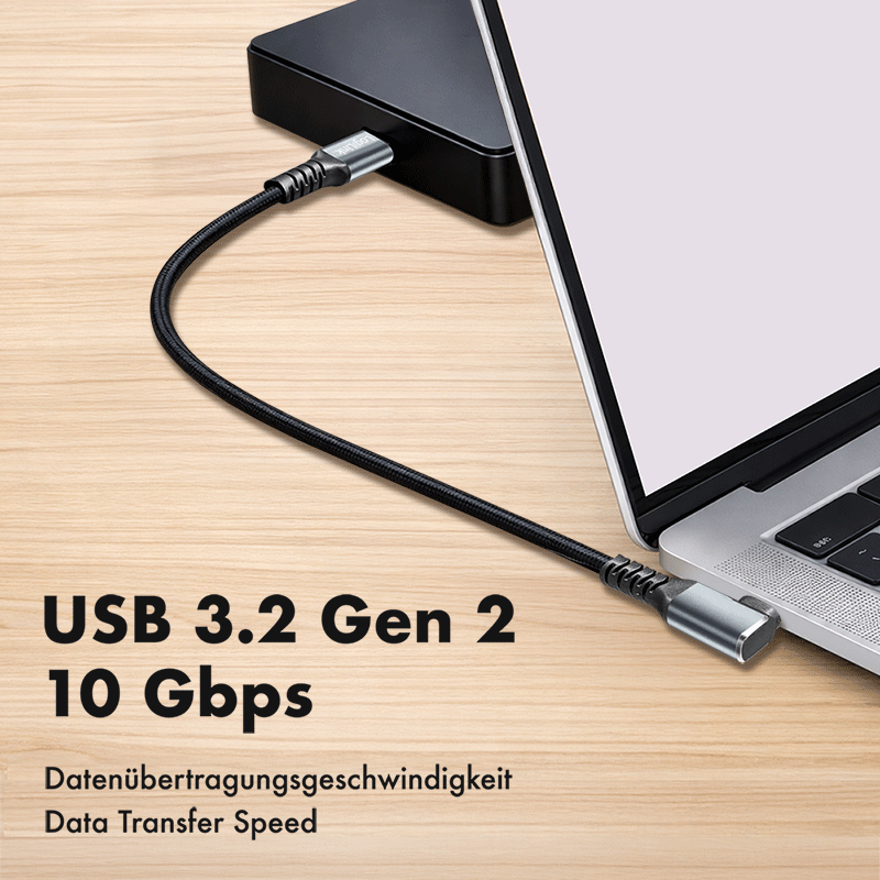 USB-Kabel LogiLink USB3.2 90° Type-C m/m 2,0m 100W 10GBit/s