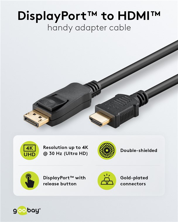 DisplayPort-Kabel Goobay DP-m/HDMI-A-m 5,0m DP1.2