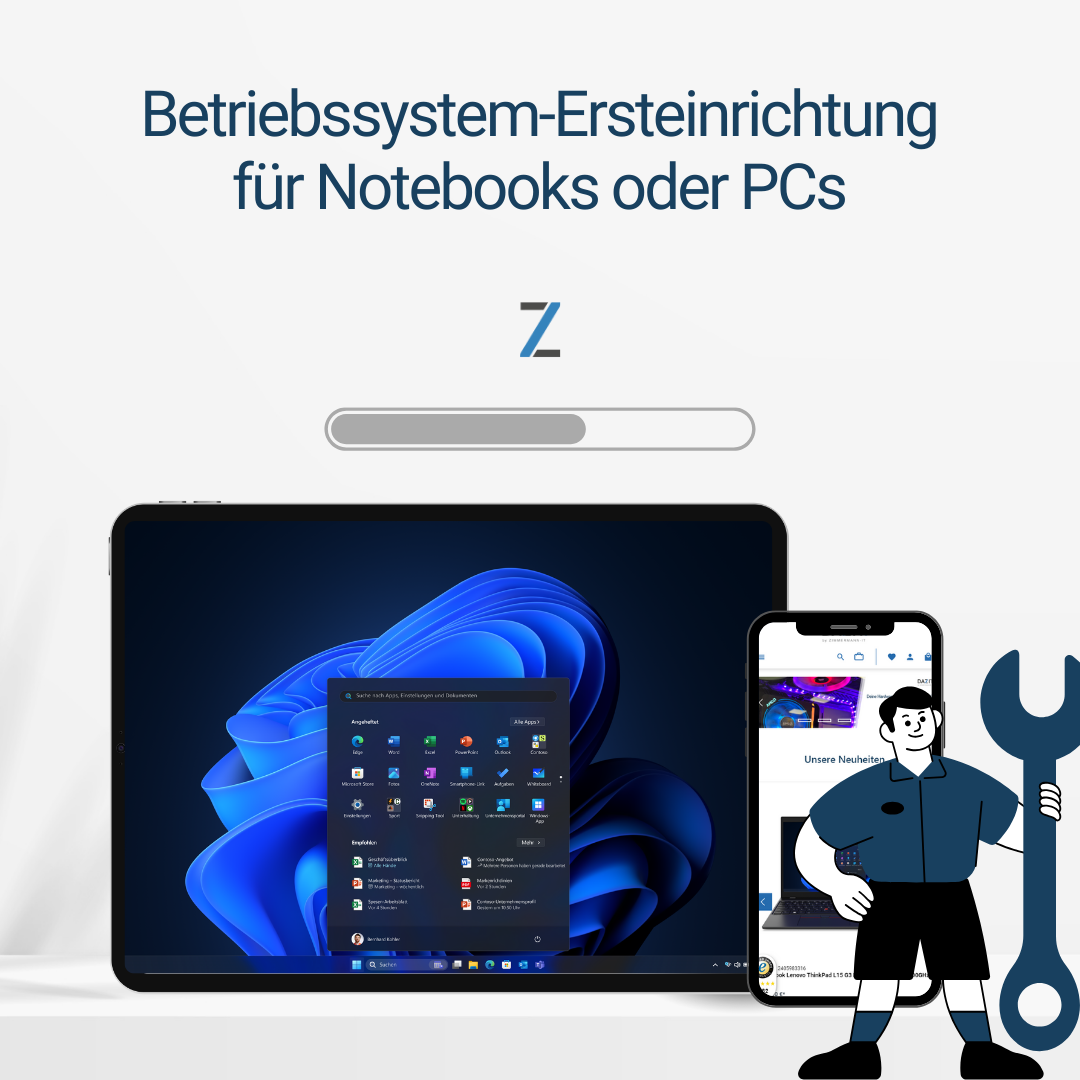 Betriebssystem-Ersteinrichtung für Notebooks oder PCs Betriebssystem-Ersteinrichtung für Notebooks oder PCs