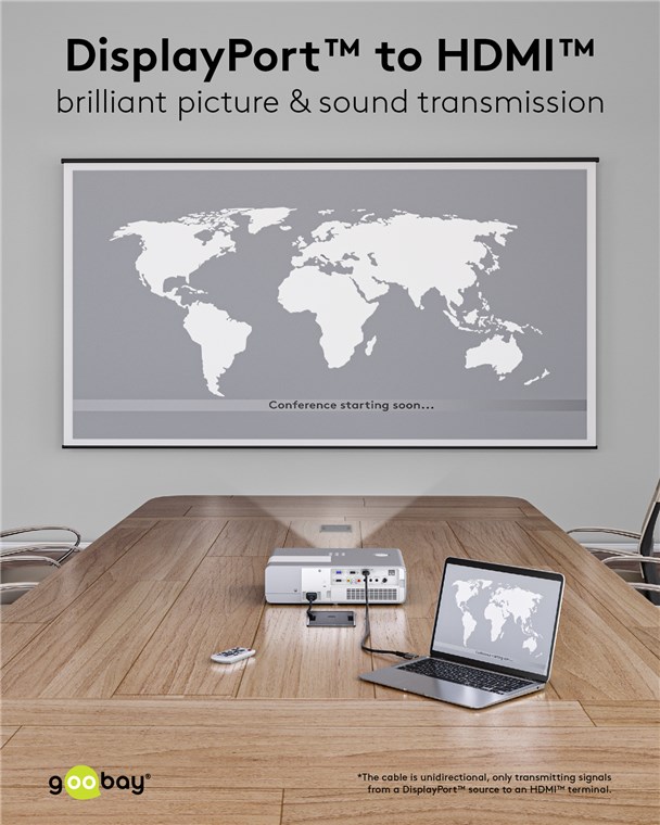 DisplayPort-Kabel Goobay Plus DP-m/HDMI-A-m 2,0m DP1.2