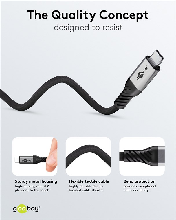 USB-Kabel Goobay USB4 Textil Type-C m/m 1,5m 240W 80GBit/s