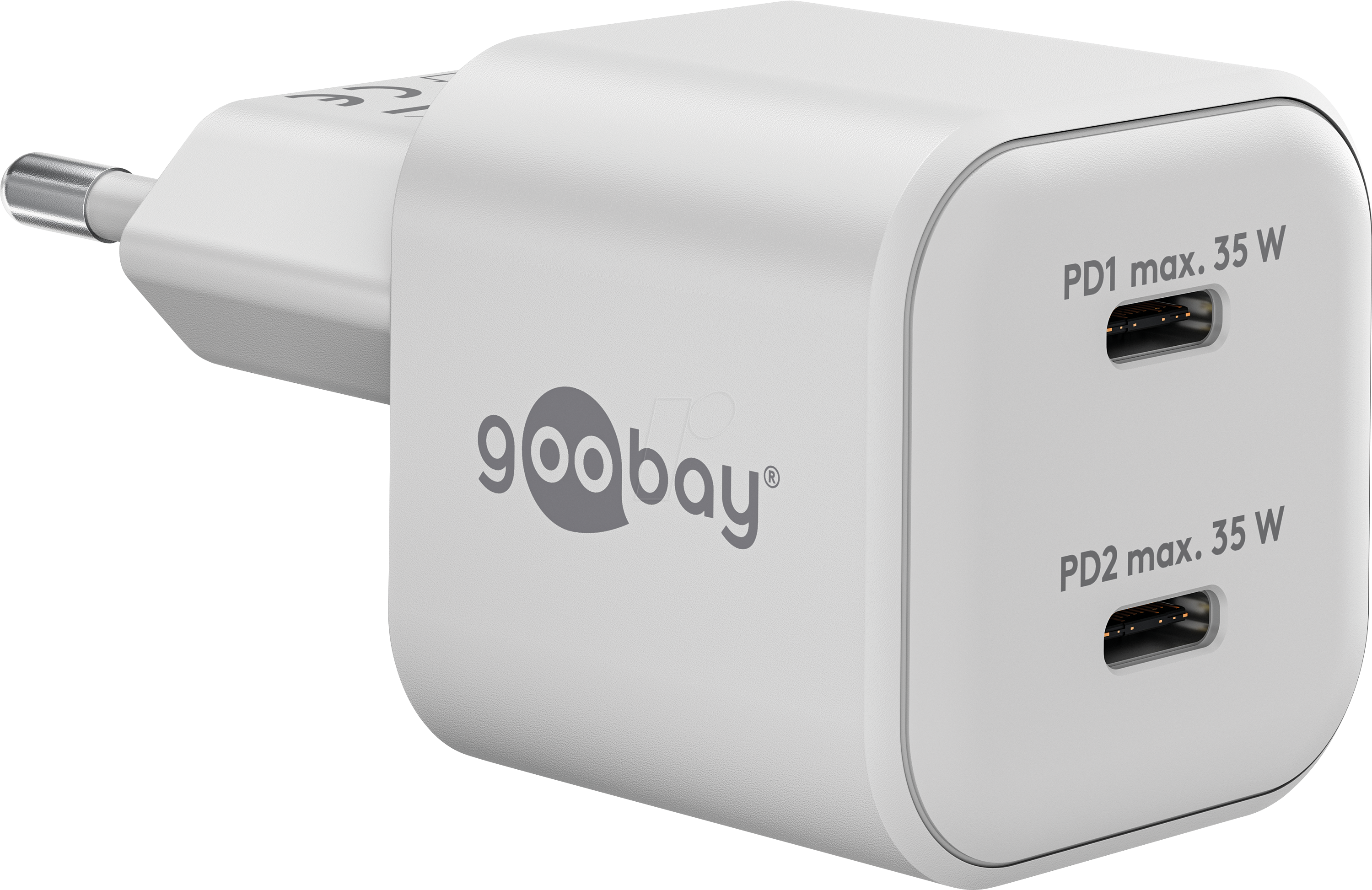 USB-Netzteil Goobay 2xUSB-C 35W PD GaN schwarz