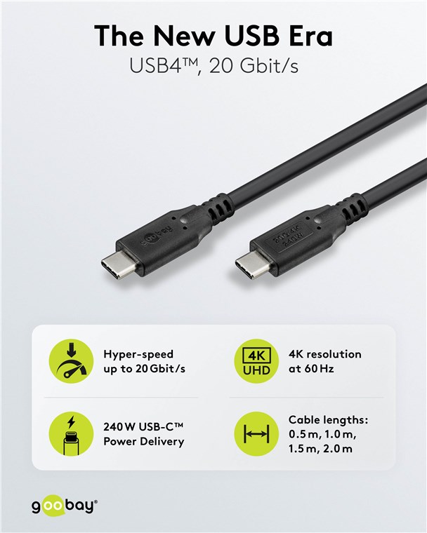 USB-Kabel Goobay USB4 Type-C m/m 1,5m 240W 20GBit/s