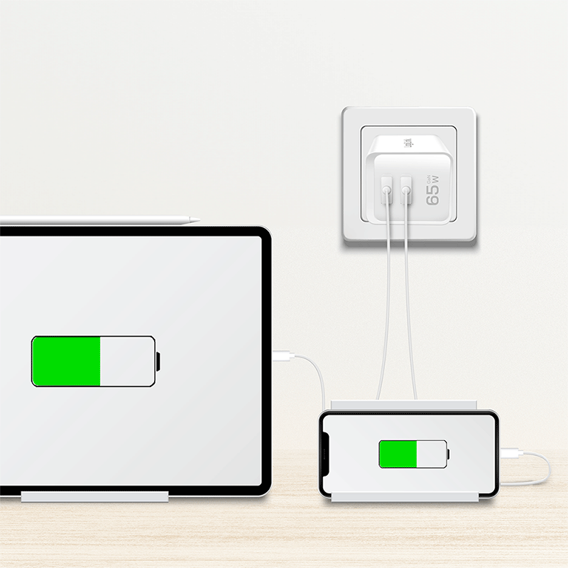USB-Netzteil LogiLink 2xUSB-C 65W PD GaN weiß