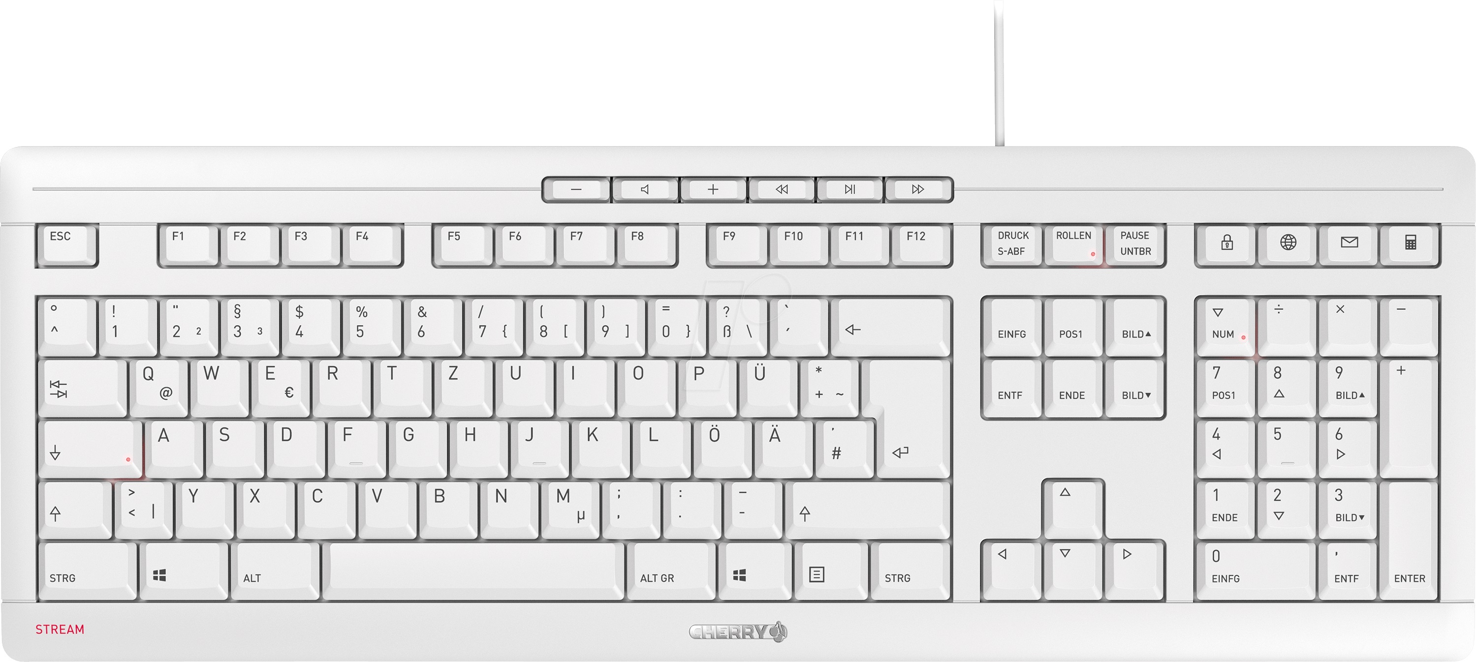 Tastatur Cherry Stream USB weiß/grau
